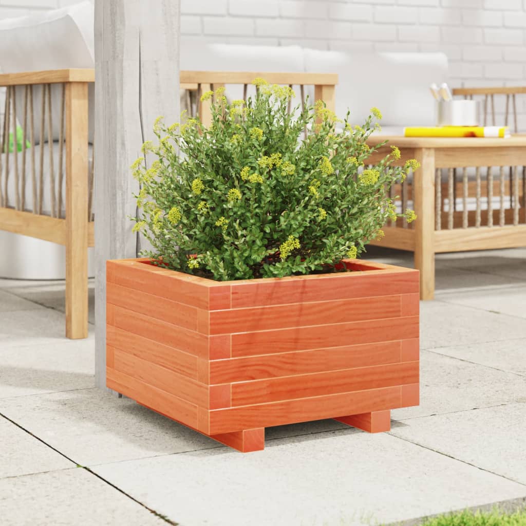 Jardinera Madera Maciza De Pino Marrón Cera 40x40x26,5 Cm_2