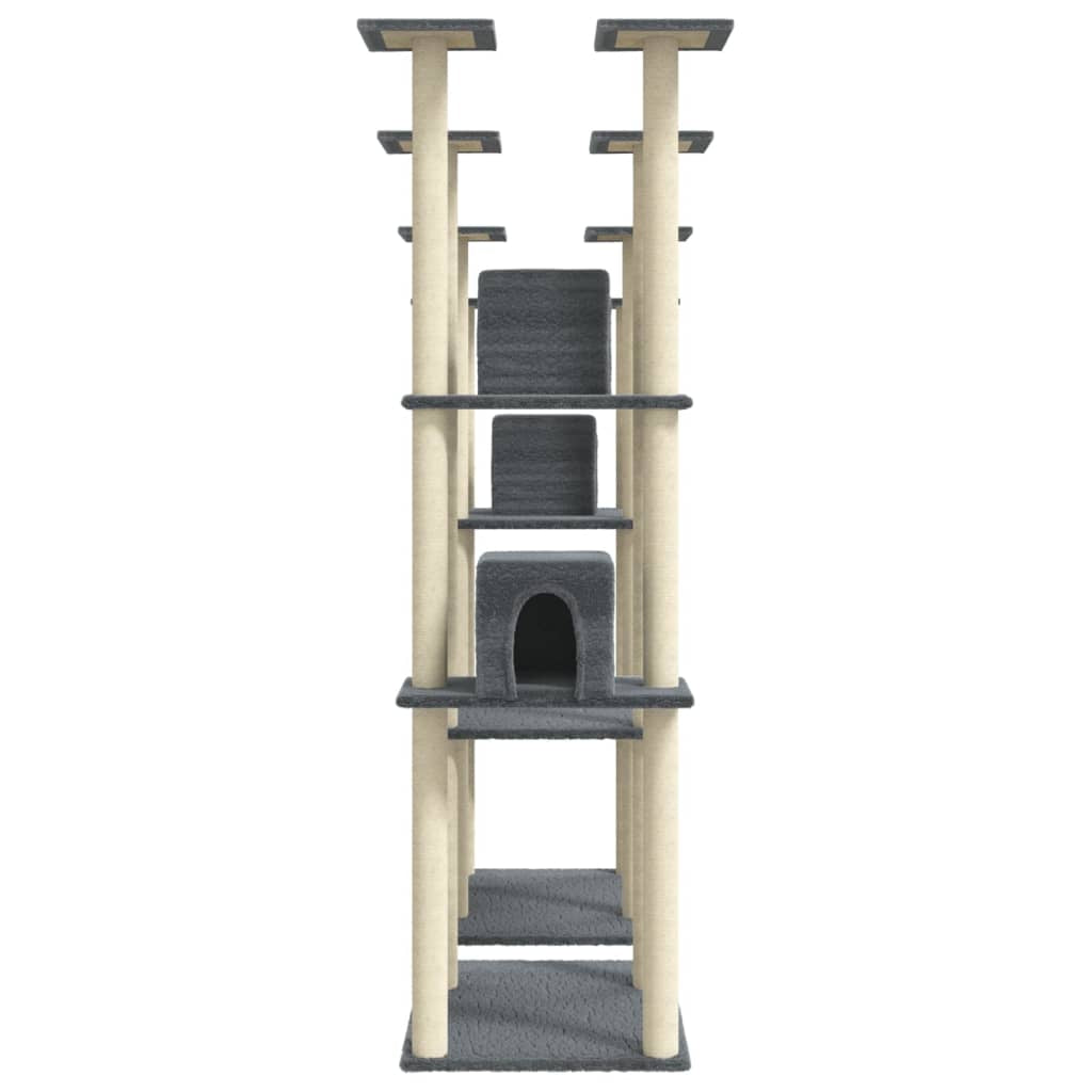 Vidaxl Rascador Para Gatos Con Postes De Sisal Gris Oscuro 174 Cm_4