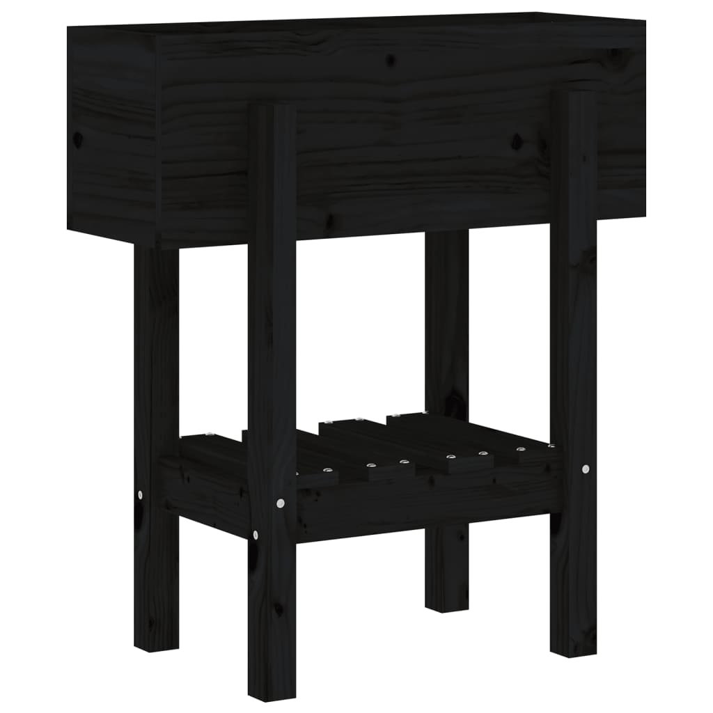 Jardinera Madera Maciza De Pino Negro 62x30x69 Cm_3