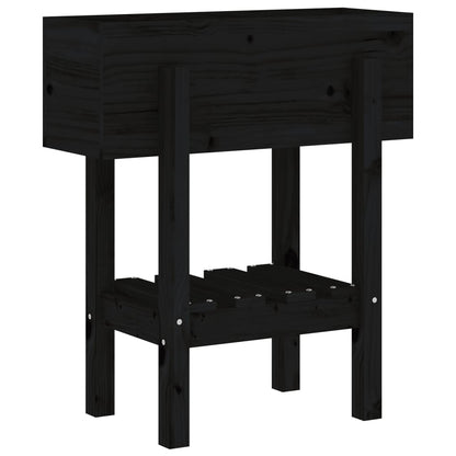 Jardinera Madera Maciza De Pino Negro 62x30x69 Cm_3
