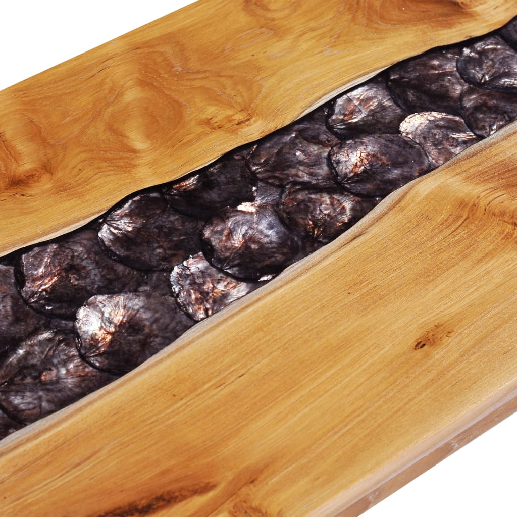 Mesa De Centro Madera Maciza De Teca Y Poliresina 100x50x40 Cm_4