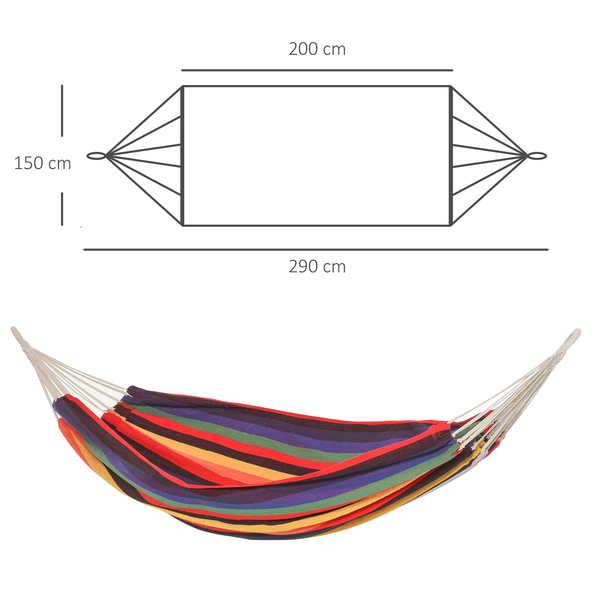 Outsunny Hamaca Doble De Algodón Portátil 290x150 Cm Carga 120 Kg Para Acampar_2