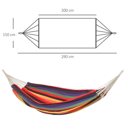 Outsunny Hamaca Doble De Algodón Portátil 290x150 Cm Carga 120 Kg Para Acampar_2