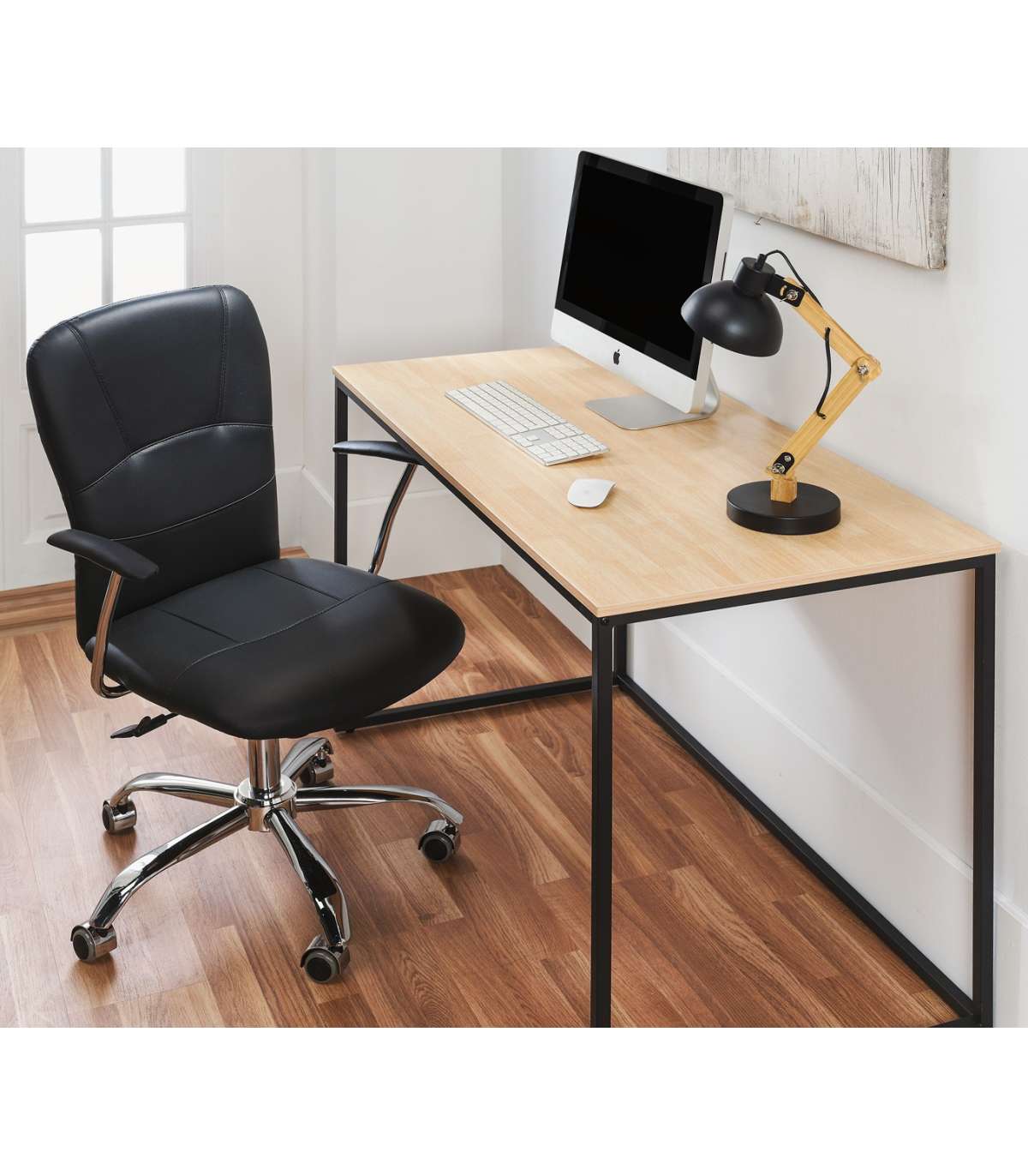 Sillón Despacho Giratorio Maggie Tapizada En Símil Piel Negro, 56 Cm(ancho) 98.5/107.5 Cm(altura) 59 Cm(fondo)_4