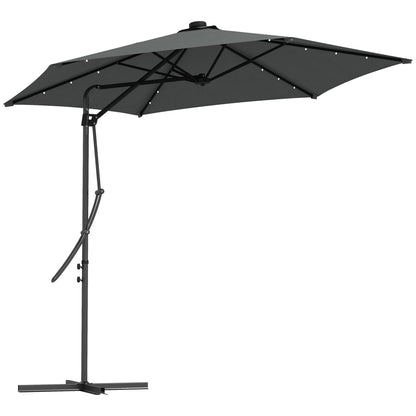 Outsunny Sombrilla Voladiza De 3 M Con Luces Led Parasol Excéntrico Con Manivela_0