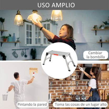 Homcom Banco Plegable Plataforma De Trabajo Escalera De Aluminio 150kg Escalon_5