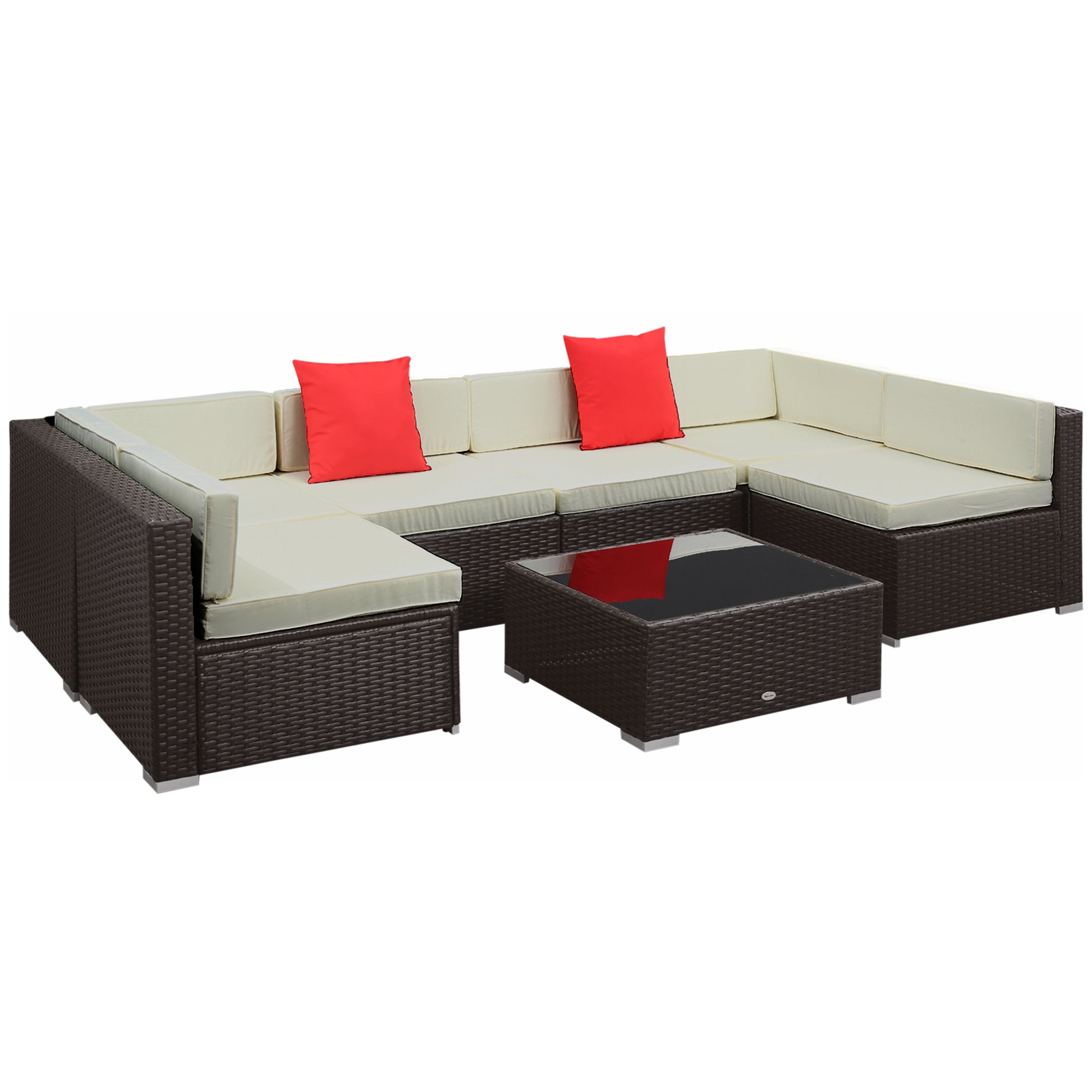 Outsunny Conjunto Muebles De Jardín Ratán 7 Piezas Set De Sofás Con Mesita_0