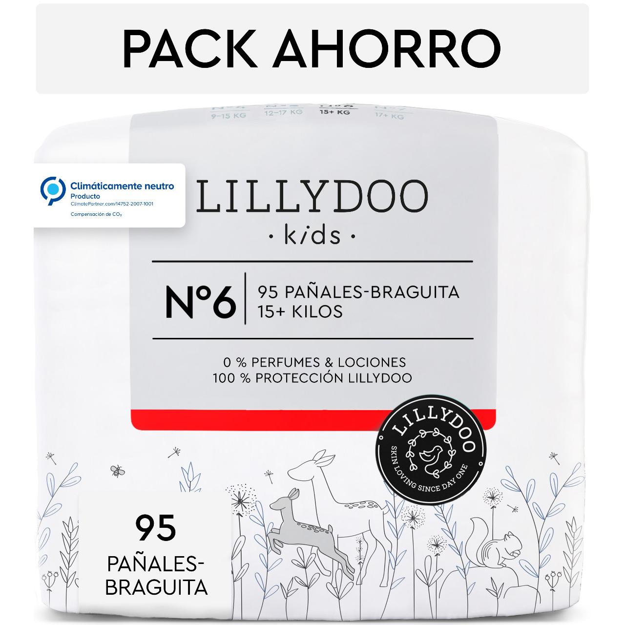Pacote de poupança de fraldas e cuecas, Lillydoo, tamanho 6, +15 kg, 95 unidades