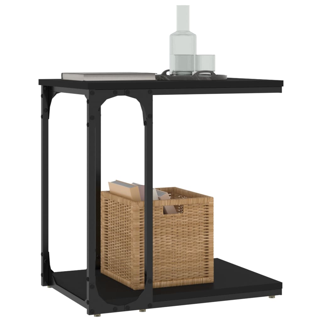 Mesa Auxiliar Madera Contrachapada Negro 50x35x52 Cm_2