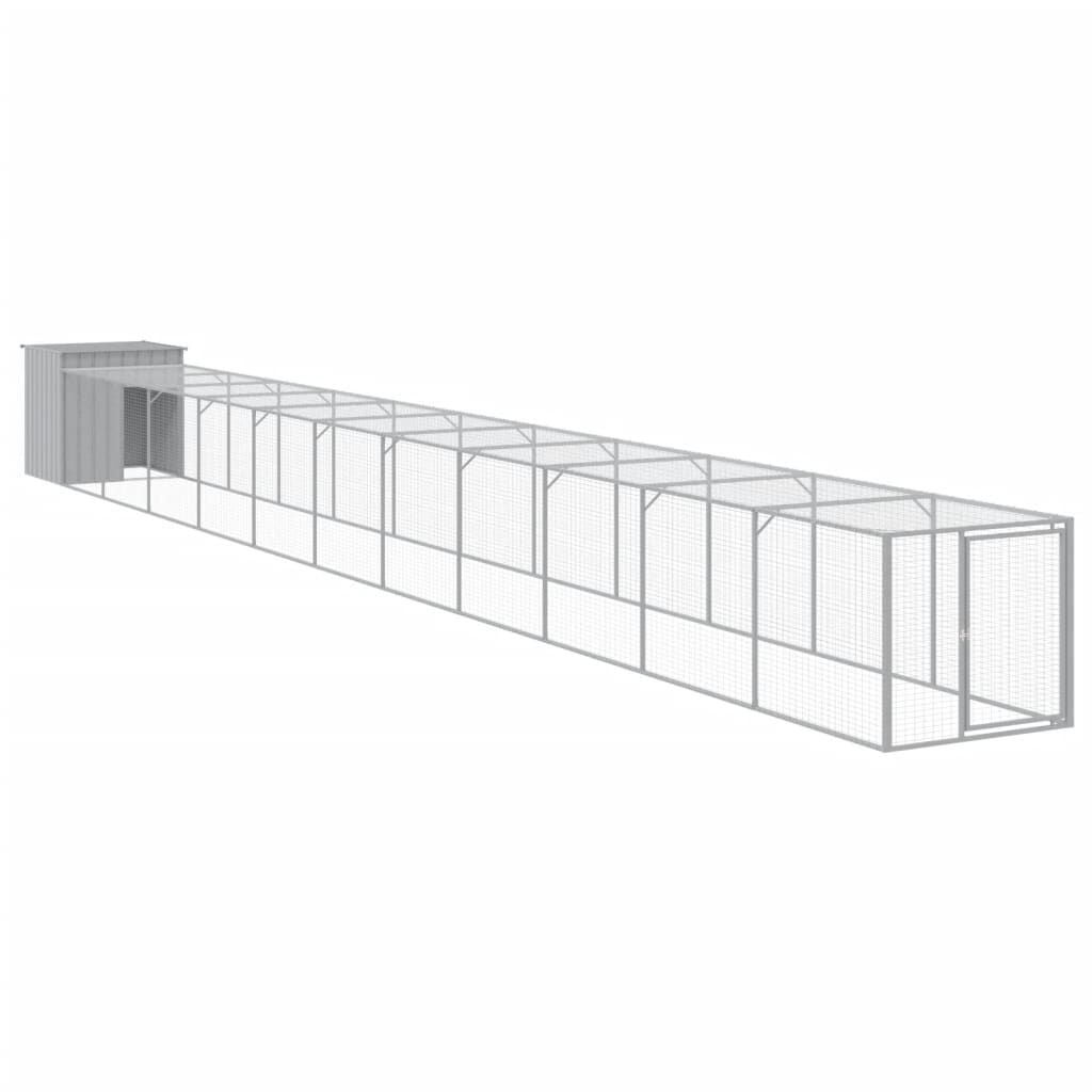 Vidaxl Gallinero Y Corral Acero Galvanizado Gris Claro 110x1221x110 Cm_0