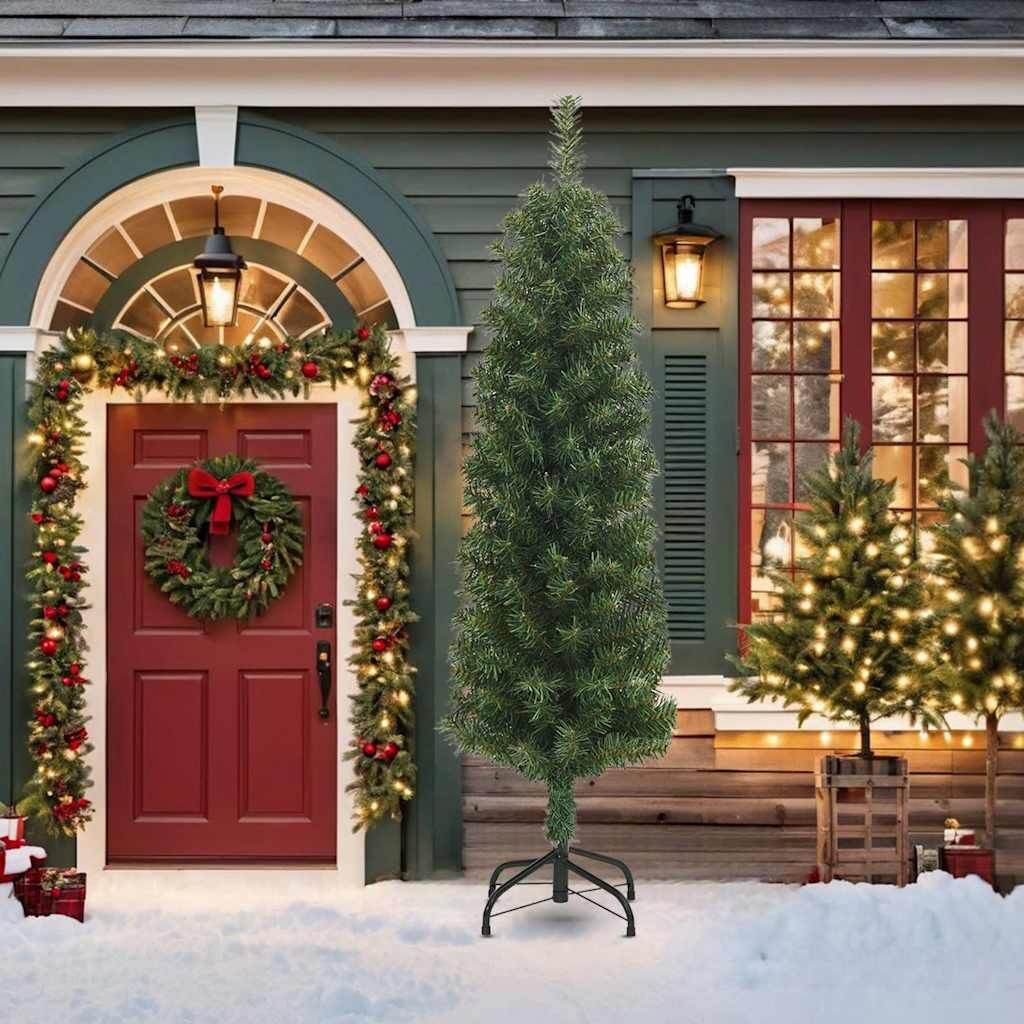 Vidaxl Árbol De Navidad Artificial Delgado Y Soporte Pvc Verde 210 Cm_1