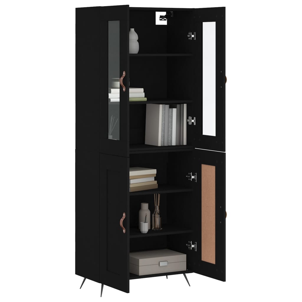 Aparador Alto Madera Contrachapada Negro 69,5x34x180 Cm_2