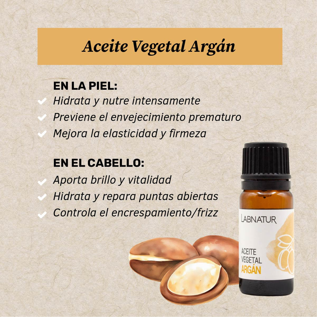 Aceite Vegetal de Argán 100% Puro Labnatur 10 ml | Nutre y Suaviza | Rostro, Cabello, Barba y Uñas | Vegano_1