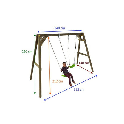 Columpio Doble De Madera Cuadrada Masgames Xylo Xl + Asiento Bebe._2