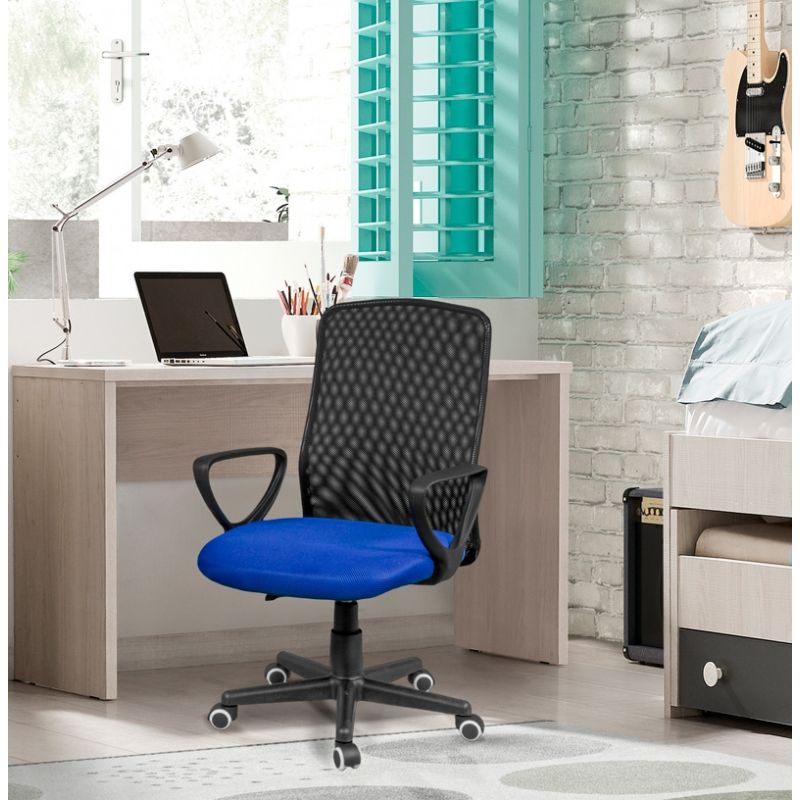 Silla De Oficina Coco Malla, Azul, 58 X 88,5–100,5 X 55_3