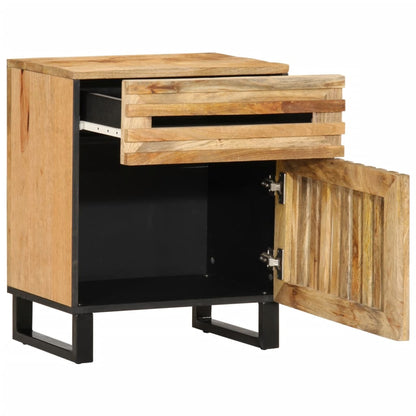 Mesita De Noche De Madera Maciza De Mango Rugosa 50x34x60 Cm_3