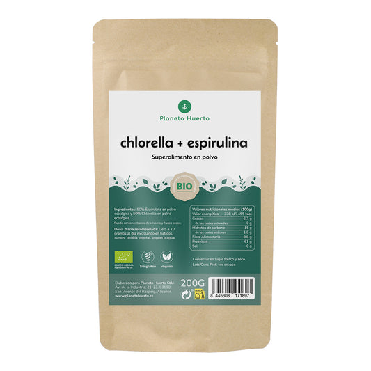 Clorela + Spirulina em pó Planeta Huerto 200 g