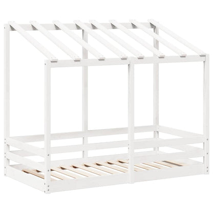 Cama Infantil Con Techo Madera Maciza Pino Blanco 70x140 Cm_2