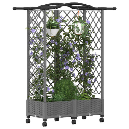 Cama Elevada Con Trellis Y Techo Gris Claro 124 X 40 X 129 Cm_2