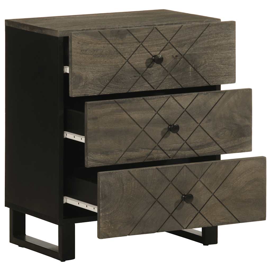 Mesilla De Noche Negra 50x33x62 Cm Madera Maciza Mango_0