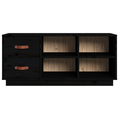 Banco Zapatero Madera Maciza De Pino Negro 100x34x45 Cm / Vetonek_3