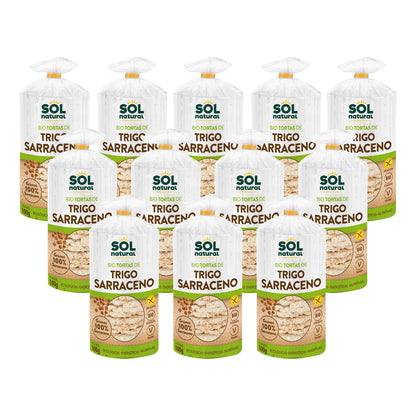 Pack 12x Tortitas de Trigo-Sarraceno Bio Sem Glúten Sol Natural 100 g