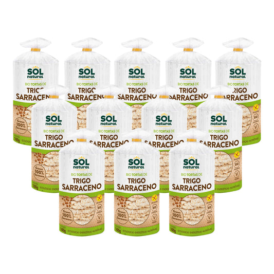 Pack 12x Tortitas de Trigo-Sarraceno Bio Sem Glúten Sol Natural 100 g