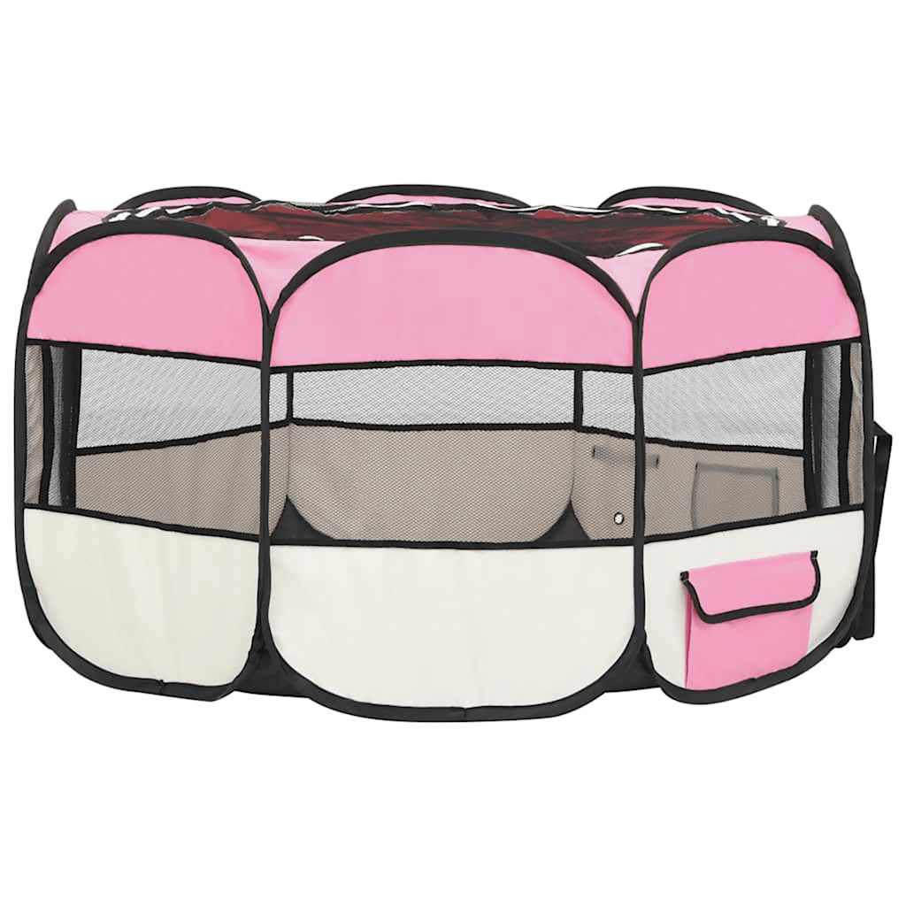 Parque De Perros Plegable Y Bolsa Transporte Rosa 125x125x61cm_3