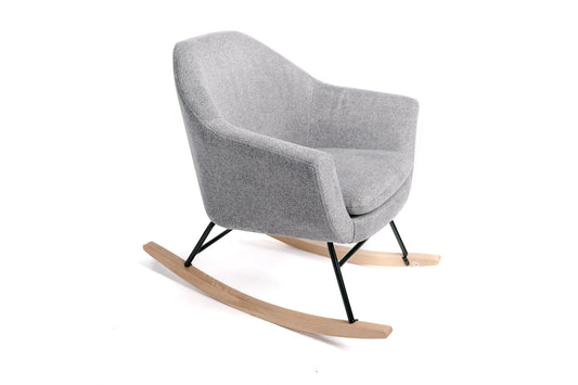 Mecedora, Sillón Mecedora En Tela Gris Con Pata De Madera 73x69x75cm- Muebles De Salón_0