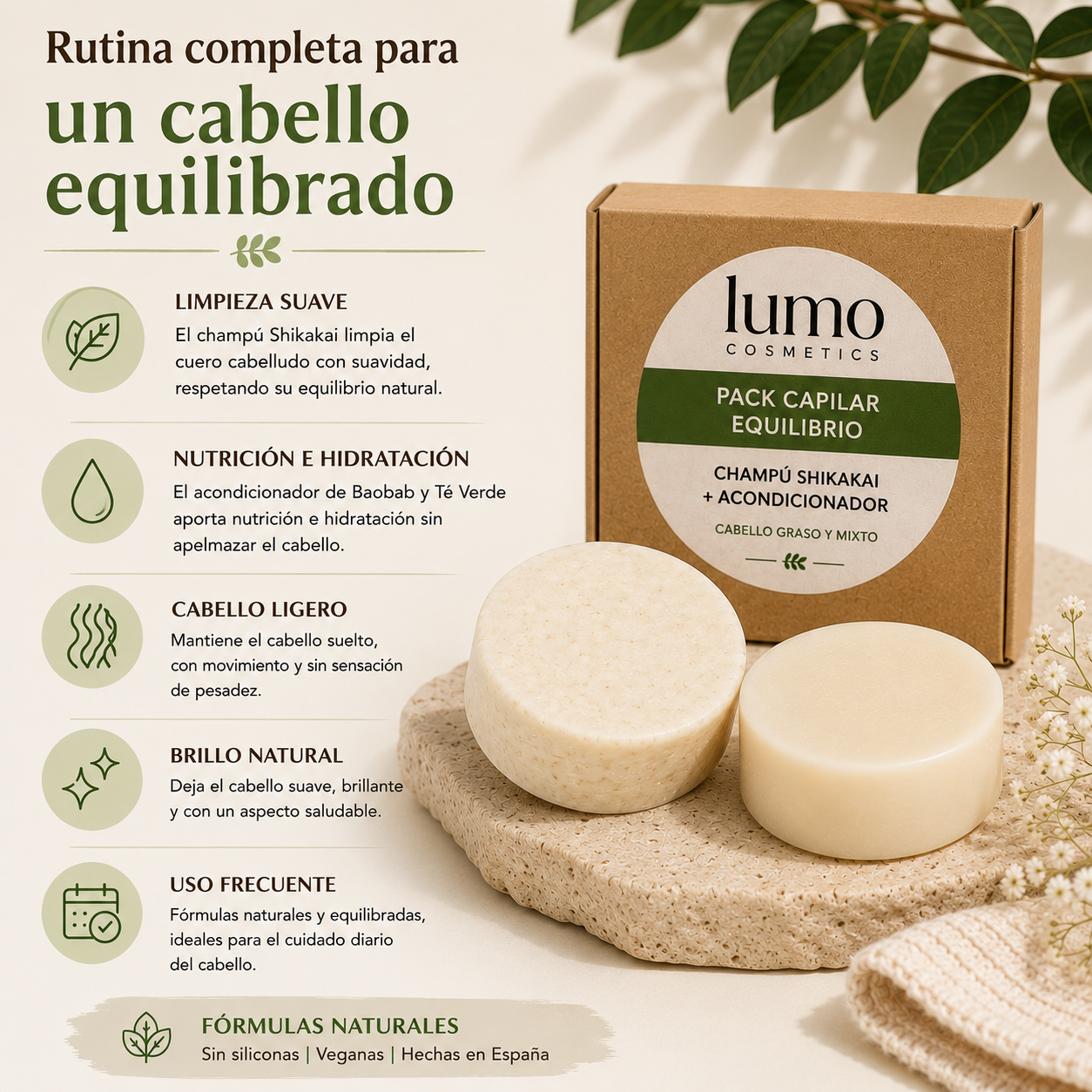 Pack Capilar Equilibrio | Champú Shikakai + Acondicionador Sólido | Cabello Graso y Mixto_1