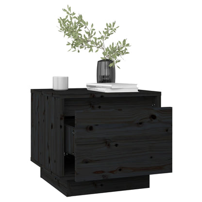 Mesitas De Noche 2 Uds Madera Maciza De Pino Negro 35x34x32 Cm_2