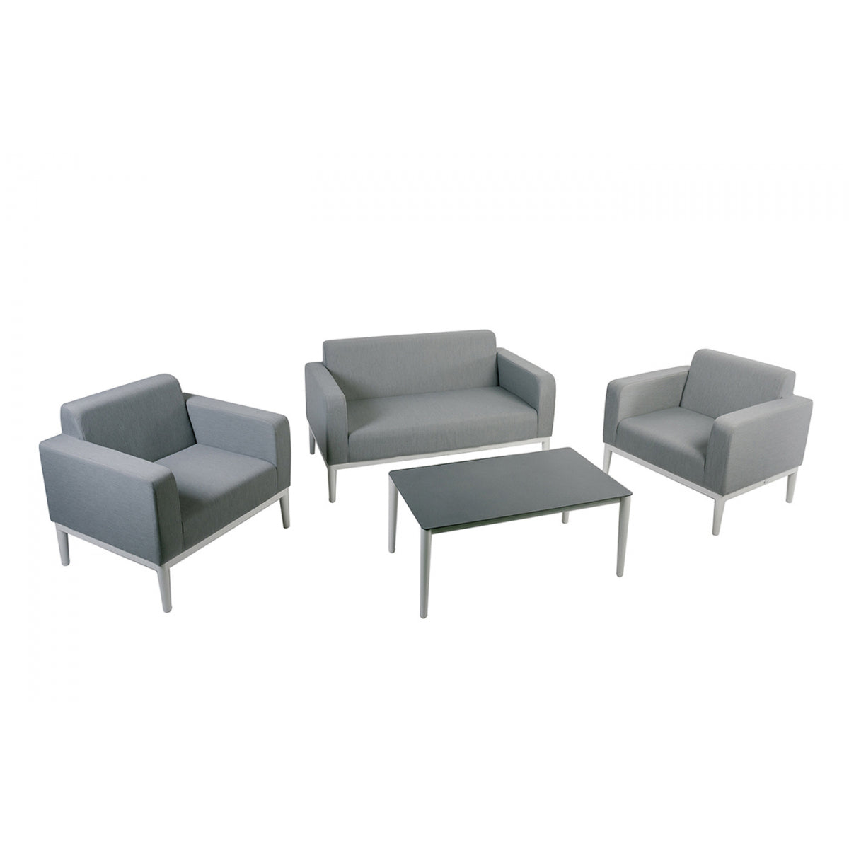 Mobiliario De Jardín Para 4 Personas Viena Tela Hidrófuga Y Aluminio Gris 1 Banco + 2 Sillones + 1 Mesa - Mobiliario De Jardín_0