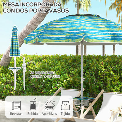 Outsunny Sombrilla De Playa Ø190x215 Cm Con Altura Ajustable Multicolor_5