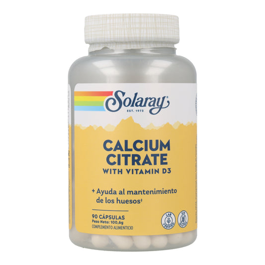 Citrato de cálcio W/D3 1000mg Solaray 90 cápsulas