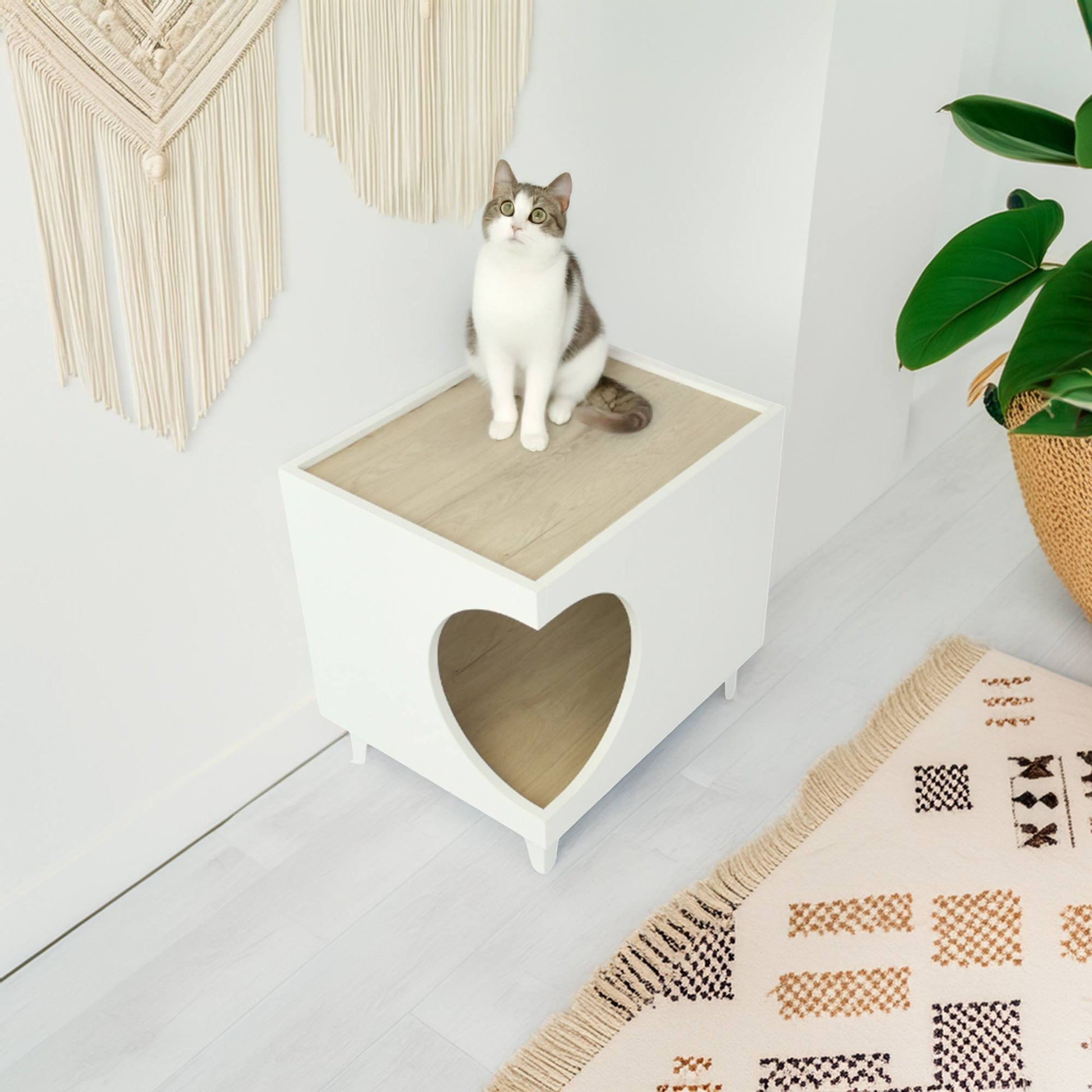 Well Home Mesilla Con Orificio Para Mascotas En Color Blanco 50x40x40cm_3