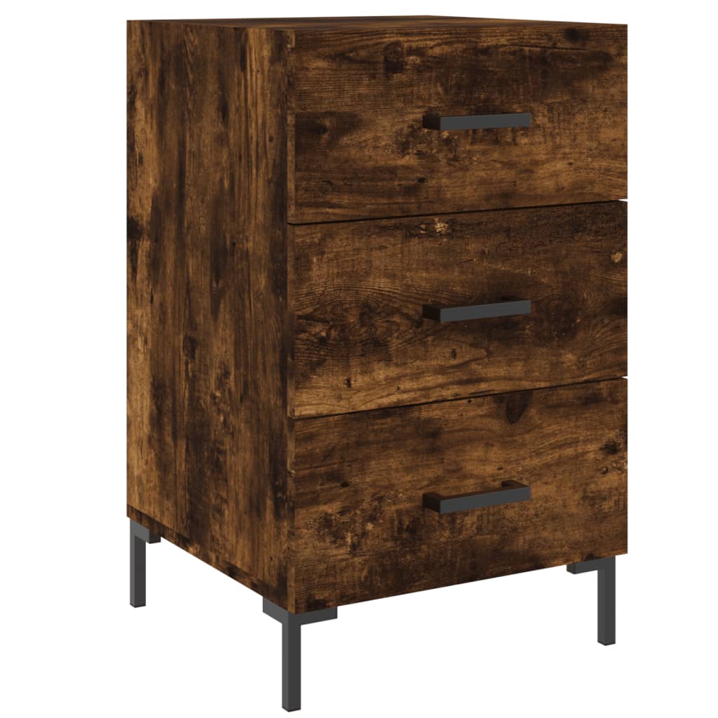 Mesita De Noche Madera De Ingeniería Roble Ahumado 40x40x66 Cm_0