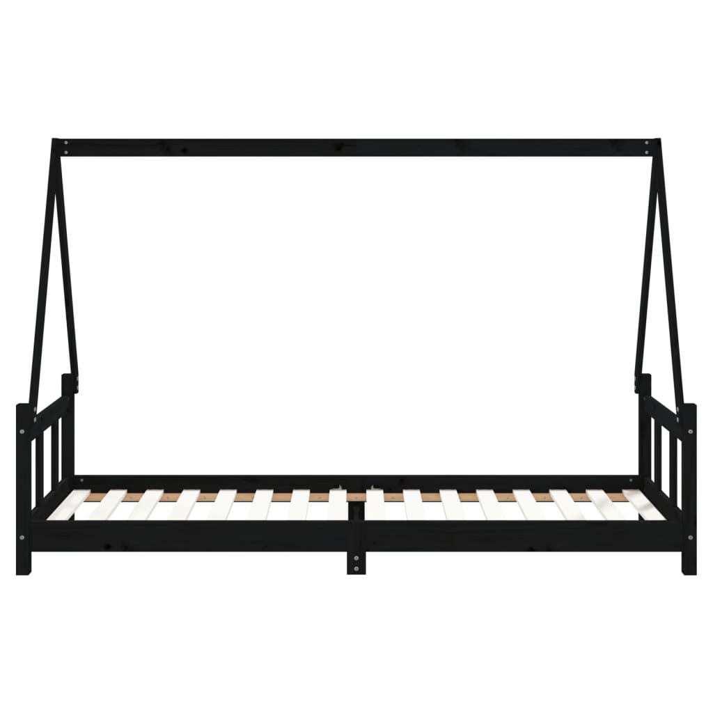 Estructura De Cama Para Niños Madera De Pino Negro 90x200 Cm / Vetonek_5