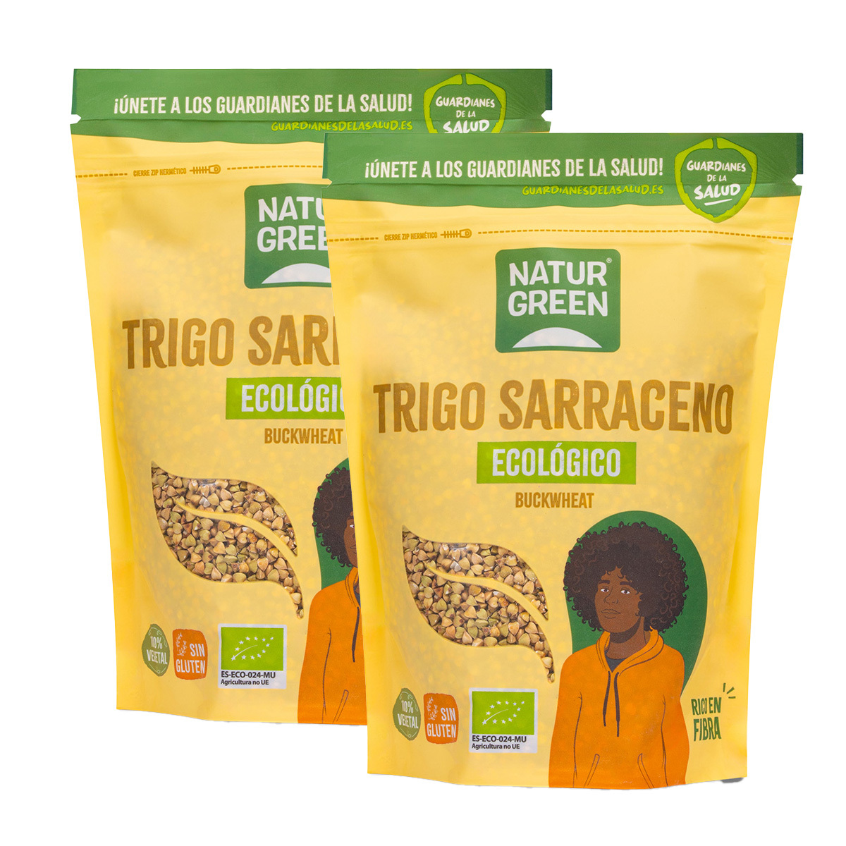 Embalagem de 2 Naturgreen trigo sarraceno biológico sem glúten 500 g