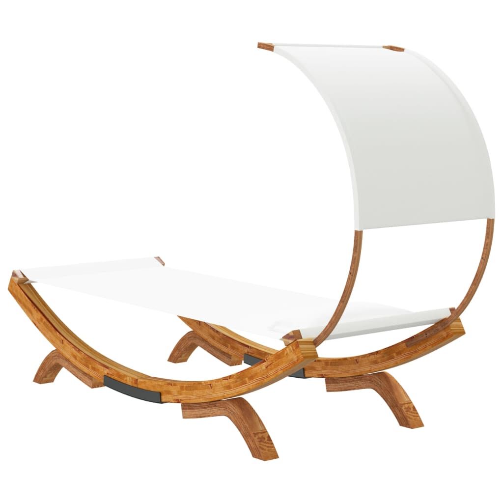Vidaxl Tumbona Con Dosel Madera Maciza Curvada Crema 100x200x126 Cm_4