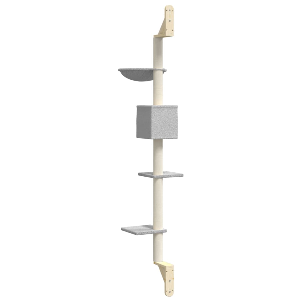 Árbol Rascador Para Gatos De Pared Gris Claro 187 Cm_5