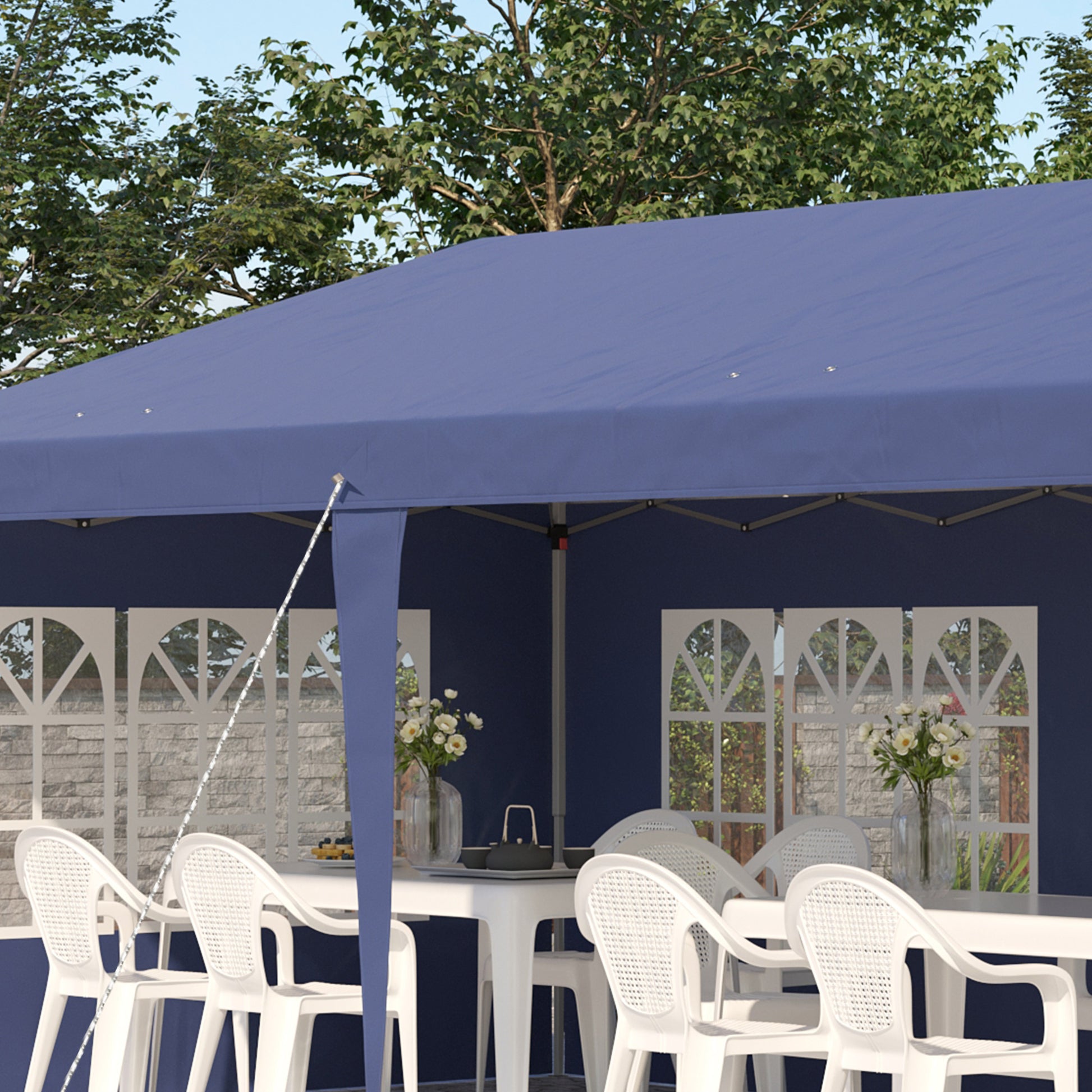 Outsunny Conjunto De 1 Carpa Plegable 6x3 M Y 2 Paredes Laterales 3x2 M Azul_4