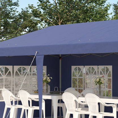 Outsunny Conjunto De 1 Carpa Plegable 6x3 M Y 2 Paredes Laterales 3x2 M Azul_4