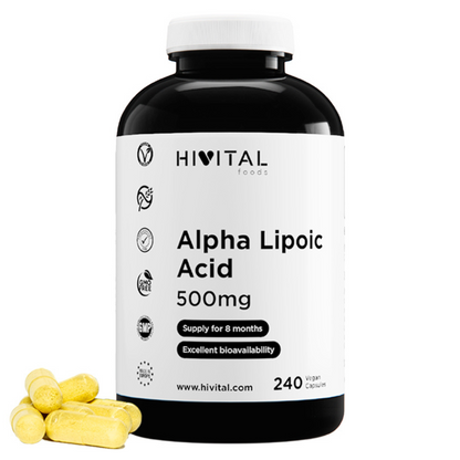 Ácido alfa-lipóico 500 mg Hivital 240 cápsulas vegan