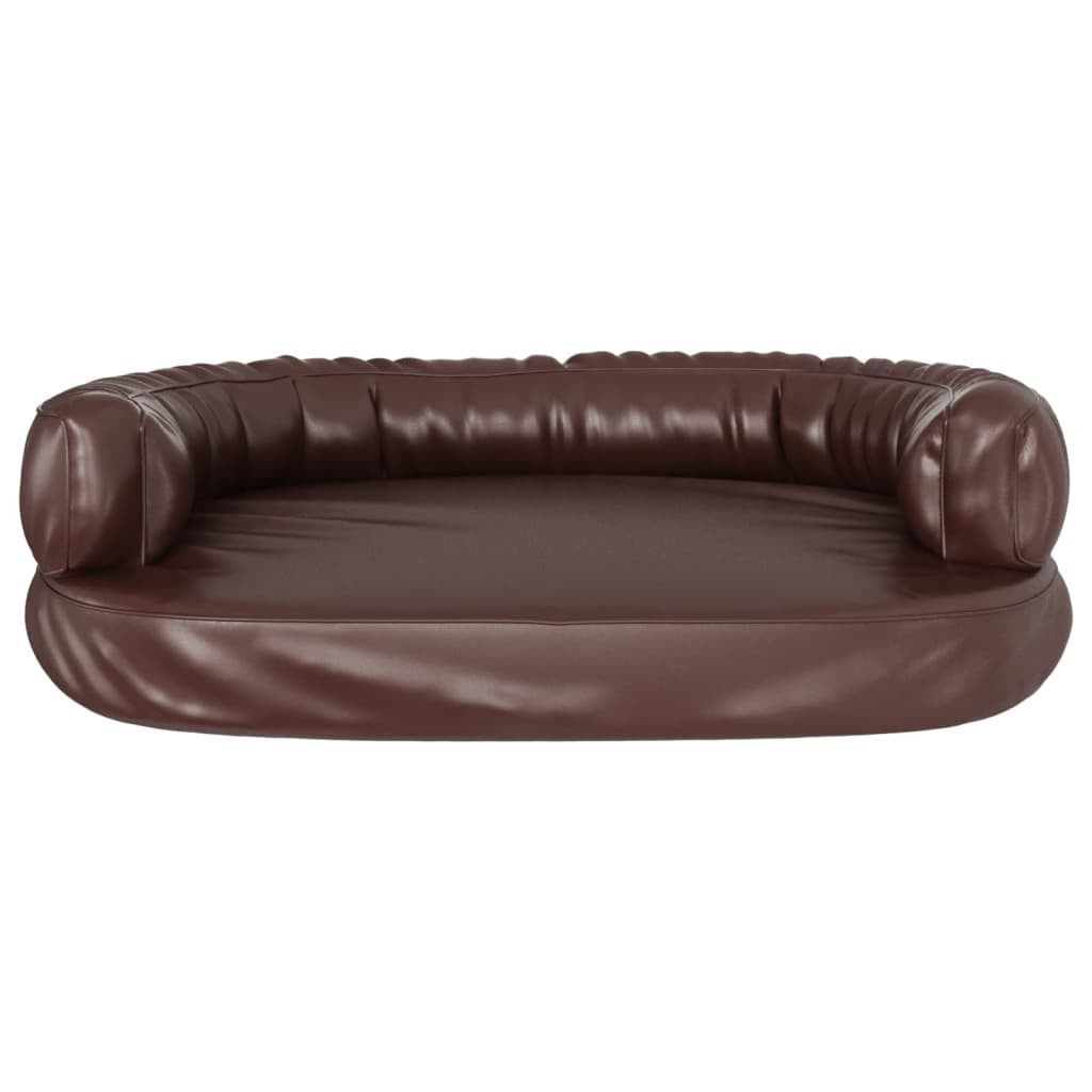Vidaxl Cama Para Perros De Espuma Cuero Sintético Marrón 75x53 Cm_3