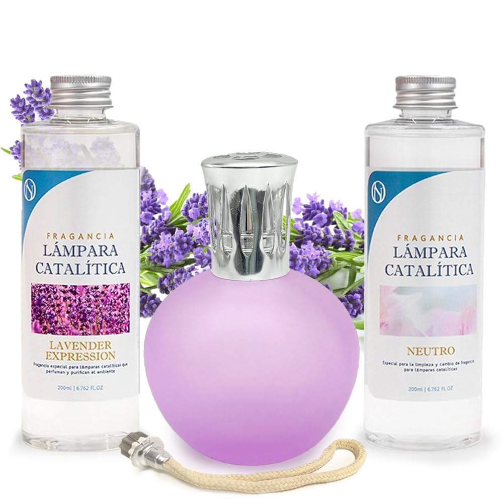 Pack Lámpara Catalítica Fucsia Mate + Fragancia Lavender Expression 200ml + Limpiador Neutro 200ml + Mecha Repuesto_0