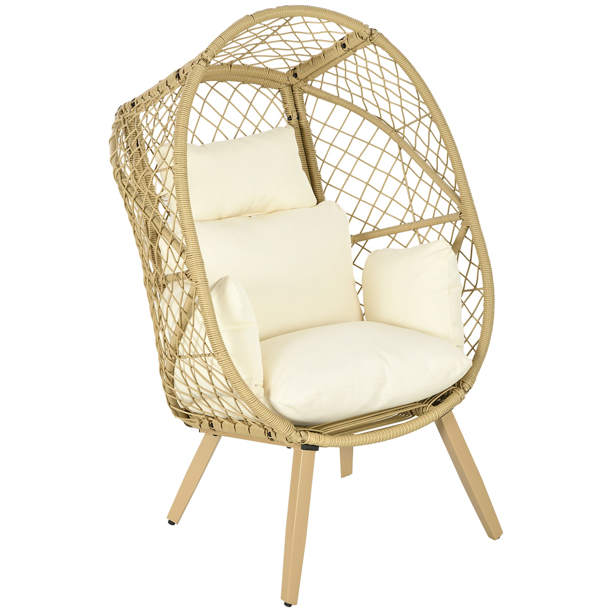 Outsunny Silla De Ratán En Forma De Huevo Con Reposacabezas 88x85x143cm Natural_0