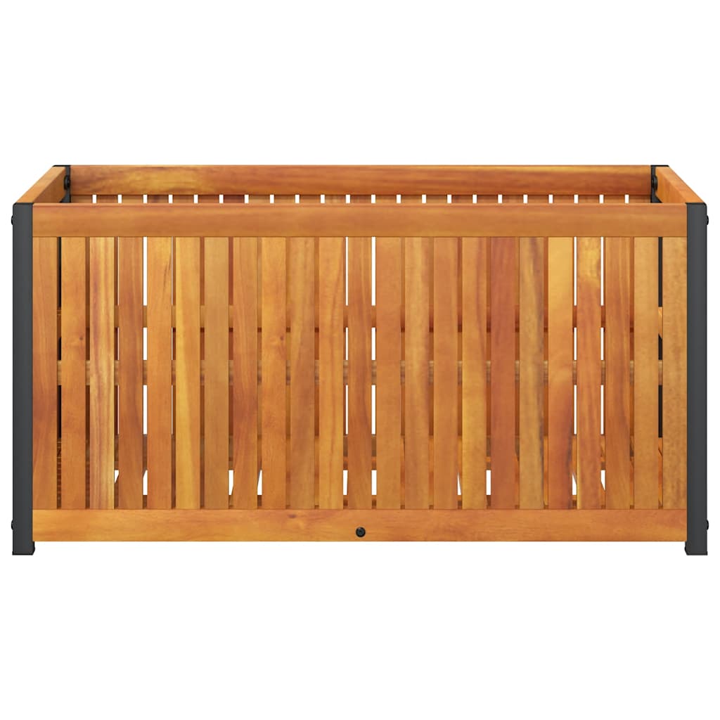 Jardinera De Madera Maciza De Acacia Y Acero 85x45x44 Cm_3