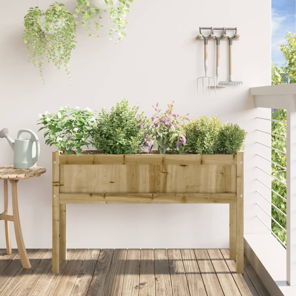 Jardinera Con Patas Madera De Pino Impregnada 110x31x70 Cm_2