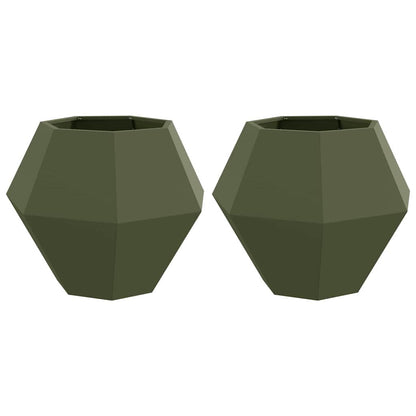 Jardinera 2 Uds. Verde Oliva 75 X 75 X 60 Cm Acero_0