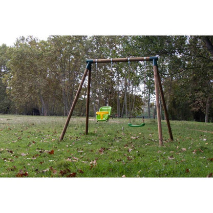 Columpio Doble De Madera Redonda Masgames Kibo Xl + Asiento Bebe._3